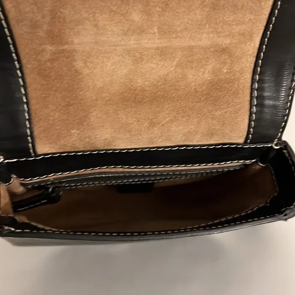 Frye Black Leather Cut Out Mini Saddlebag - VGUC